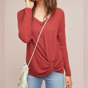 Like New Anthropologie Knotted Waffle Top